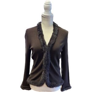 Cardigan with Fur Trim